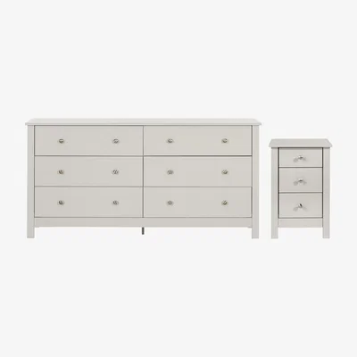 Habitat Habitat Osaka Bedside & 3+3 Drawer Chest Set - Soft Grey