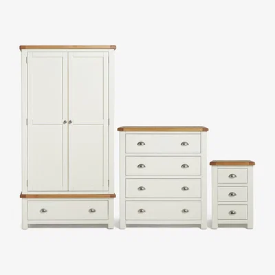 Habitat Habitat Kent 3 Piece 2 Door Wardrobe Set - Cream & Oak