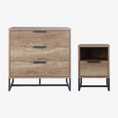 Habitat Habitat Nomad Bedside & 3 Drawer Chest Set - Oak Effect