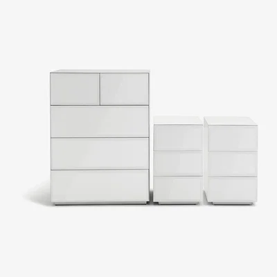 Habitat Habitat Mayfair 2 Bedside & 3+2 Drawer Chest Set-White Glass