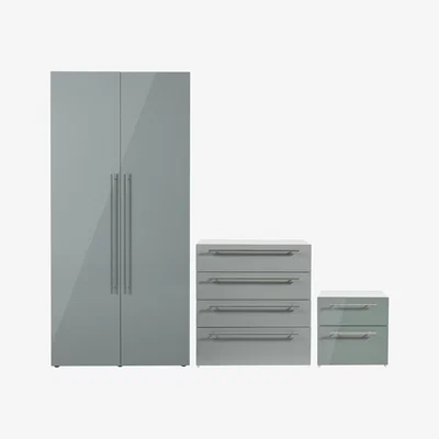 Habitat Habitat Atlas Gloss 3 Piece 2 Door Wardrobe Set - Grey