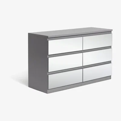 Habitat Habitat Jenson Gloss 3+3 Drawer Mirrored Chest  - Grey