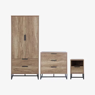 Habitat Habitat Nomad 3 Piece 2 Door Wardrobe Set - Oak Effect