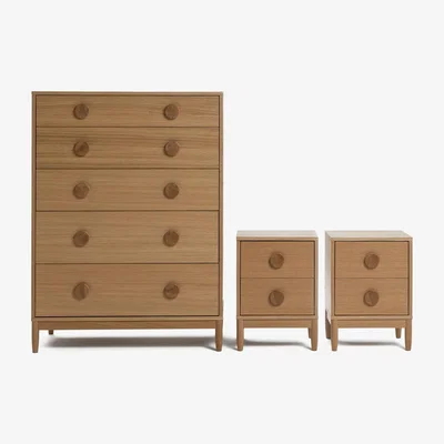 Habitat Habitat Cornelia 2 Bedside Table & 5 Drawer Chest Set - Oak