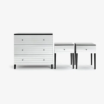 Habitat Habitat Hepburn Mirror 2 Bedside & 3 Drawer Chest Set- Black