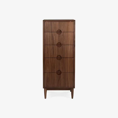 Heal's Heal's Amira 5 Drawer Tall Chest Walnut - Heal's UK Bedroom Furniture