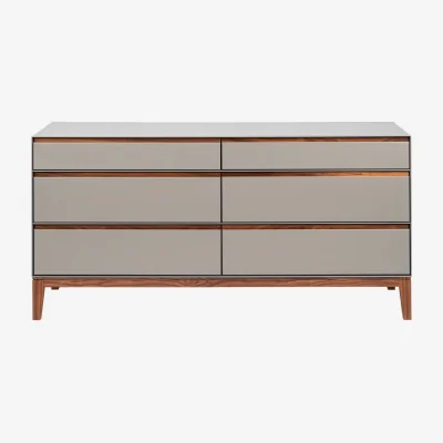 Heal's Heal's Lars 6 Drawer Chest Wide Dove Grey & Walnut