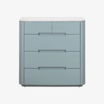 Heal's Heal's Florian 5 Drawer Tall Chest in Blue