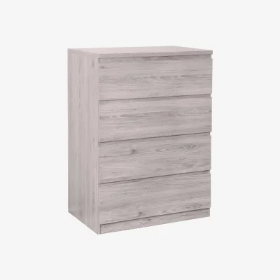 Happy Beds Jupiter - 4 Drawer Chest - Grey Oak - Wooden - Happy Beds