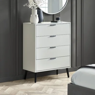 Happy Beds Alba – 4-Drawer Wide Chest of Drawers – Silk Grey – Lacquered MDF - Happy Beds