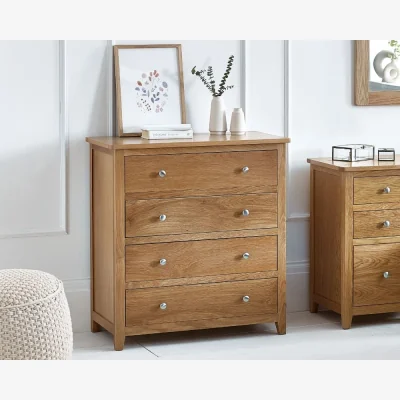 Happy Beds Mallory - 4 Drawer Chest - Oak - Wood