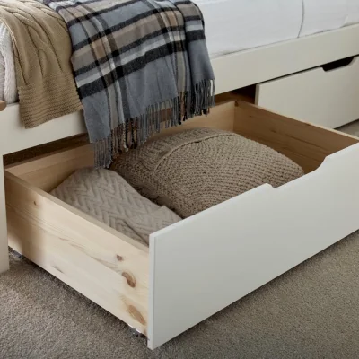 Happy Beds Chester White Wooden Underbed Storage Drawers