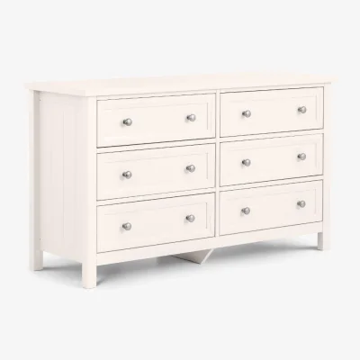Happy Beds Maine - 6 Drawer Chest - White - Wooden - Happy Beds