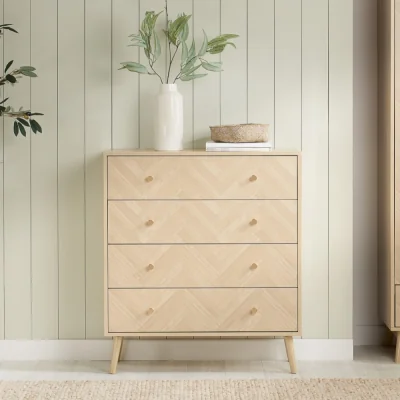 Happy Beds Herringford - 4 Drawer Chest of Drawers - Oak – Wooden – Happy Beds