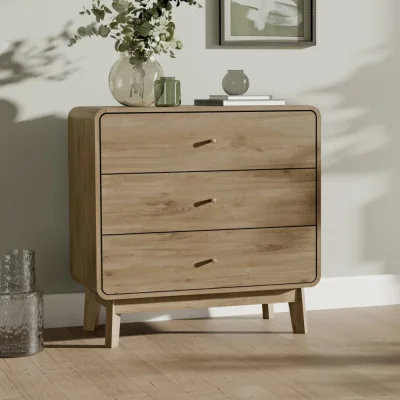 Happy Beds Ingrid - 3 Drawer Chest of Drawers - Light Oak - Wooden - Happy Beds
