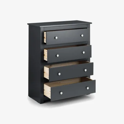 Happy Beds Radley - 4 Drawer Chest Table - Grey - Wooden - Happy Beds