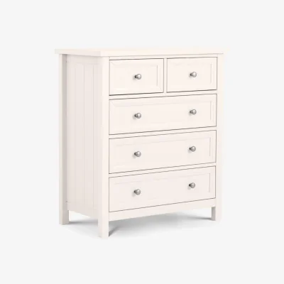 Happy Beds Maine - 3 + 2 Drawer Chest - White - Wooden - Happy Beds