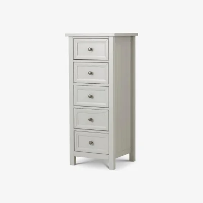 Happy Beds Maine - 5 Drawer Tall Chest - Dove Grey - Wooden - Happy Beds