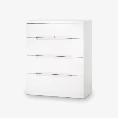 Happy Beds Manhattan - Gloss 3 + 2 Drawer Chest - White - Wooden - Happy Beds