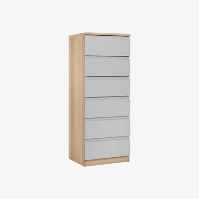 John Lewis ANYDAY John Lewis & Partners Mix it Narrow 6 Drawer Chest, House Smoke/Natural Oak