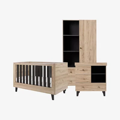 John Lewis Tutti Bambini Como Cotbed, Chest of Drawers and Wardrobe Room Set, Oak/Slate