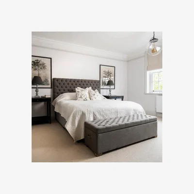 John Lewis One.World St James Linen & Oak Wood Ottoman