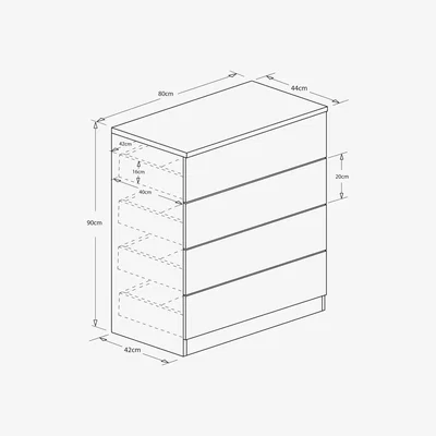 John Lewis ANYDAY John Lewis & Partners Mix it Wide 4 Drawer Chest, Gloss White/Natural Oak
