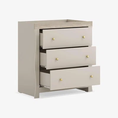 John Lewis Little Acorns Celeste 3 Drawer Dresser, Cashmere/Grey Ash