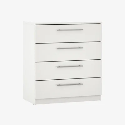 John Lewis ANYDAY John Lewis & Partners Mix it T-bar Handle Wide 4 Drawer Chest, Gloss White/Matt White
