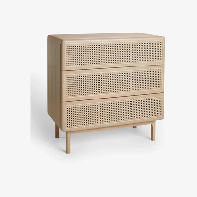 John Lewis John Lewis & Partners Rattan 3 Drawer Chest, Oak