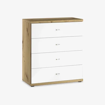 John Lewis John Lewis & Partners Elstra Wide 4 Drawer Glass Front Chest