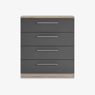 John Lewis ANYDAY John Lewis & Partners Mix it Wide 4 Drawer Chest, T Bar Handles, Grey Ash/Matt Graphite
