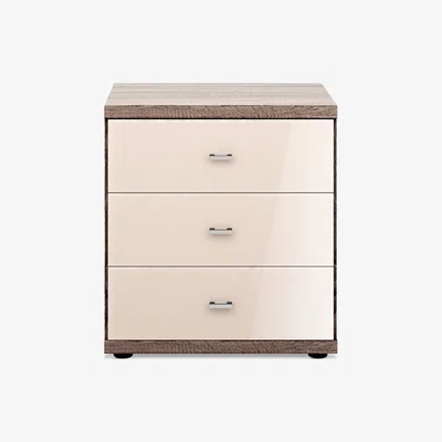 John Lewis John Lewis & Partners Satis Glass Front 3 Drawer Bedside Table