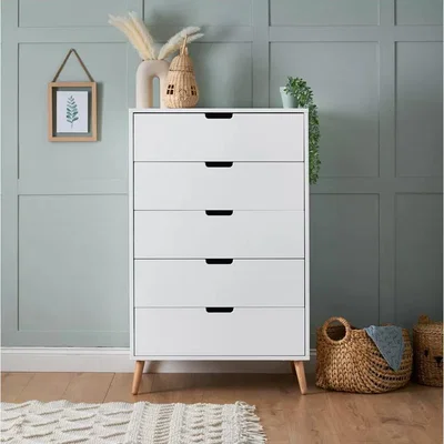 John Lewis Obaby Maya Tall Boy Chest of Drawers, White/Brown