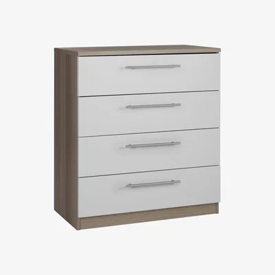 John Lewis ANYDAY John Lewis & Partners Mix it T-Bar Handle Wide 4 Drawer Chest, House Smoke/Grey Ash
