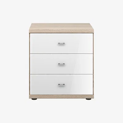 John Lewis John Lewis & Partners Satis Glass Front 3 Drawer Bedside Table