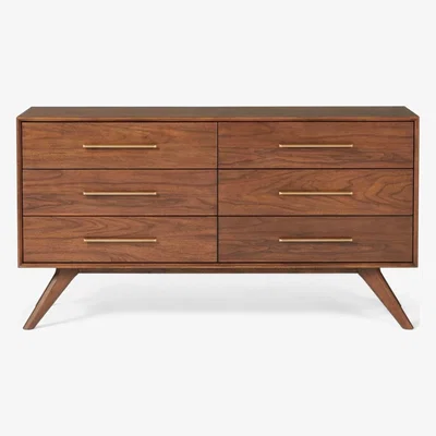 John Lewis west elm Wright 6 Drawer Chest, FSC Certified (Eucalyptus), Brown