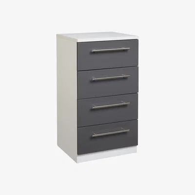 John Lewis ANYDAY John Lewis & Partners Mix it T-Bar Handle Narrow 4 Drawer Chest, Gloss House Steel/Matt White
