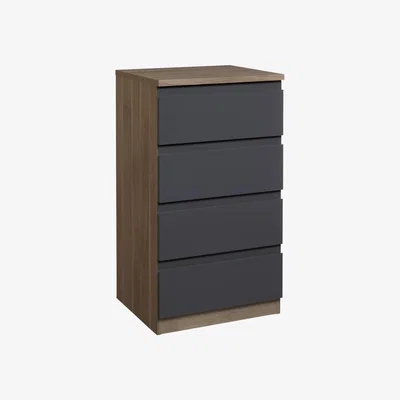 John Lewis ANYDAY John Lewis & Partners Mix it Narrow 4 Drawer Chest, Gloss House Steel/Grey Ash