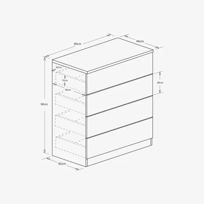 John Lewis ANYDAY John Lewis & Partners Mix it Wide 4 Drawer Chest, Gloss House Steel/Natural Oak