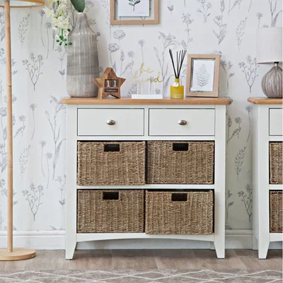 Knees Galileo Oak 2 Drawer 4 Basket Unit - Pure White