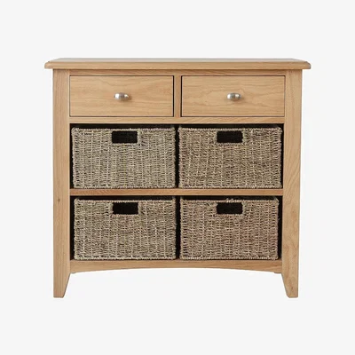 Knees Galister Oak 2 Drawer 4 Basket Unit - Light Oak