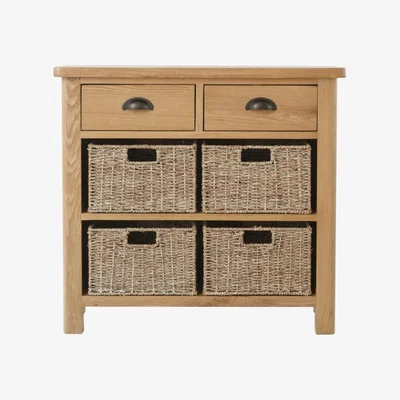 Knees Rara Oak 2 Drawer 4 Basket Unit - Rustic Oak