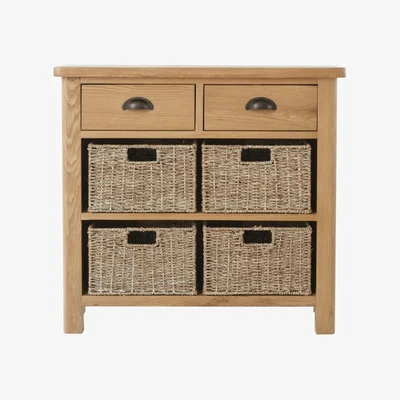 Knees Rara Oak 2 Drawer 4 Basket Unit - Rustic Oak