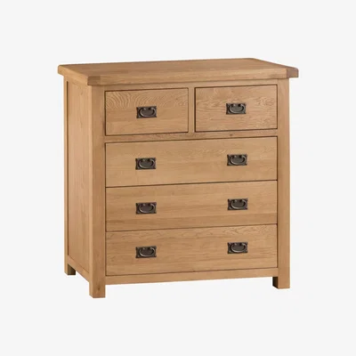Knees Carrabba Medium Oak Finish 5 Drawer Chest