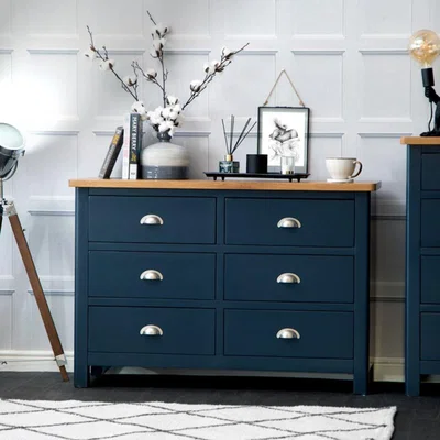 Knees Ruskin Blue 6 Drawer Chest