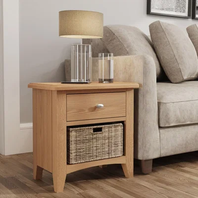 Knees Galister Oak 1 Drawer 1 Basket Unit - Light Oak