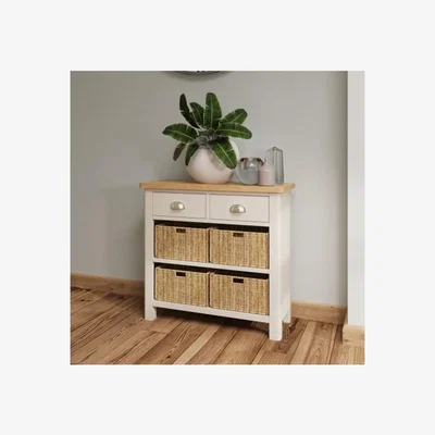 Knees Ruskin Oak 2 Drawer 4 Basket Unit - Dove Grey
