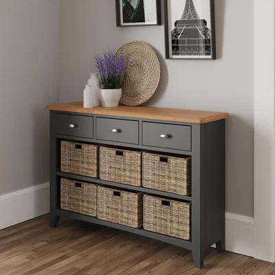 Knees Galileo Oak 3 Drawer 6 Basket Unit - Grey