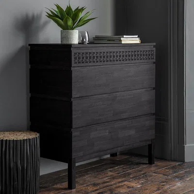 Knees Boho Mango Wood Chest of Drawers - Black